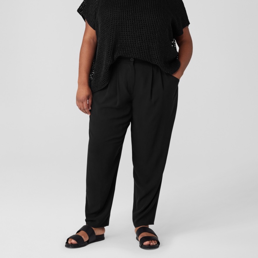 Eileen Fisher Silk Georgette Crepe Carrot Pant